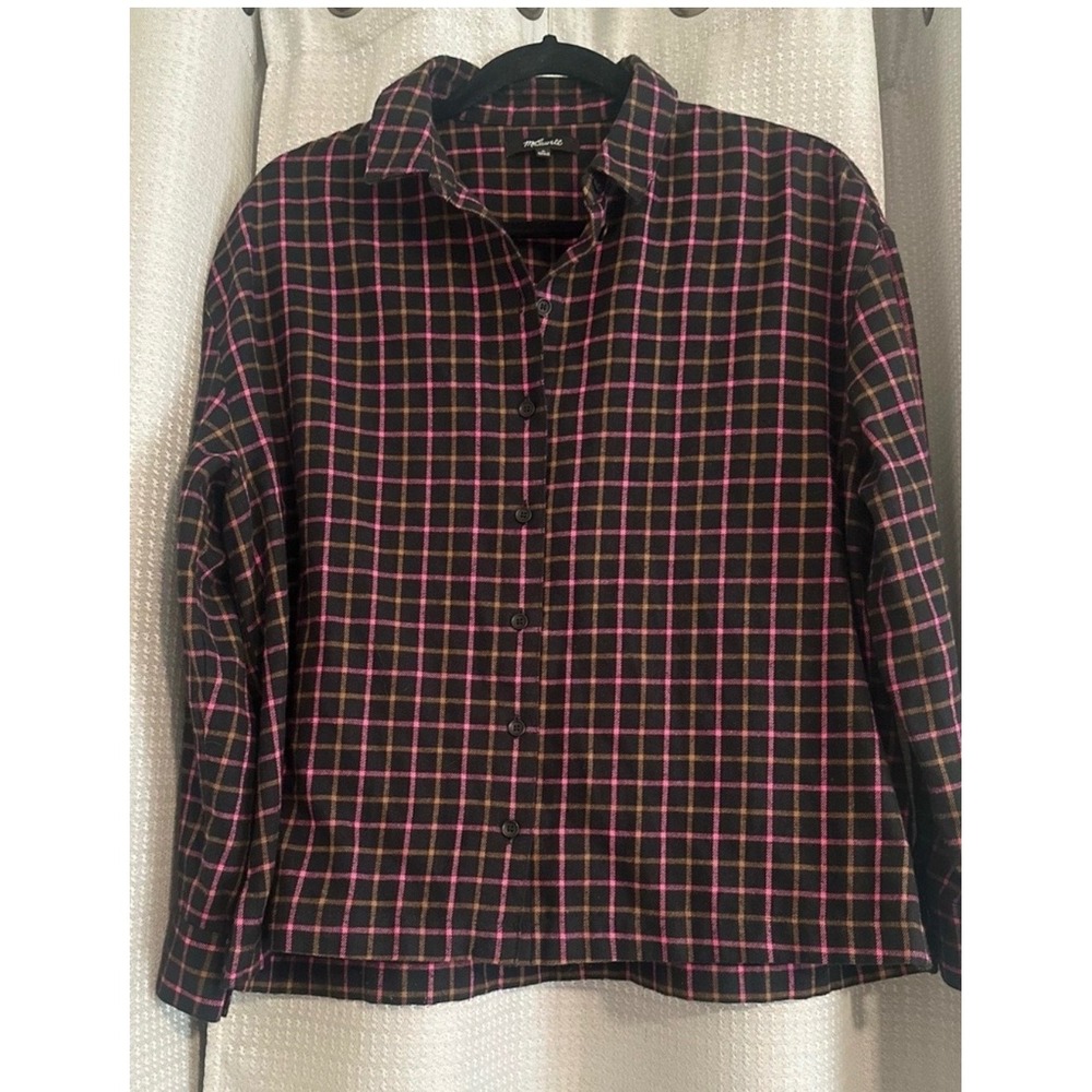 Madewell‎ Plaid Button Front Shirt Women's M Long Sleeve Cotton Top NWOT Cozy